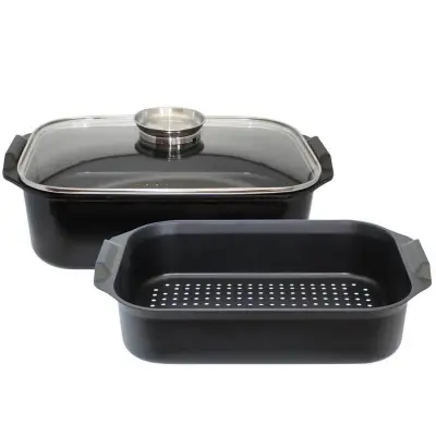 Kozica, pekač s pokrovom in Aroma ročajem Duovital 40x26x11cm / 5,7L / indukcija / aluminij, steklo