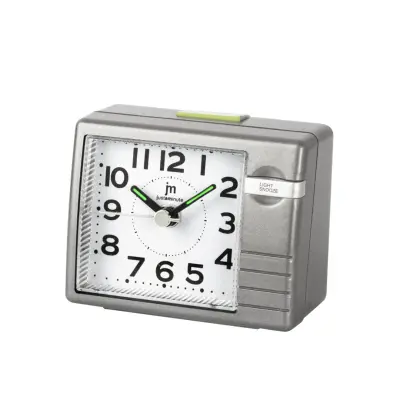 Budilka 7,5x3,5xh6cm / pravokotna / srebrna / plastika