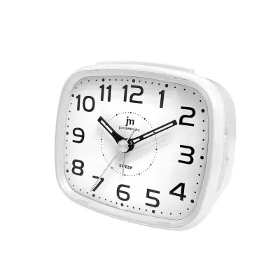 Budilka z lučko 9,8x8,5x4,8cm / pravokotna / bela / pvc