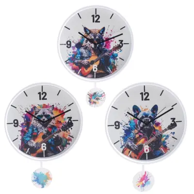 Stenska ura z nihalom Rock 28cm / več motivov / ABS