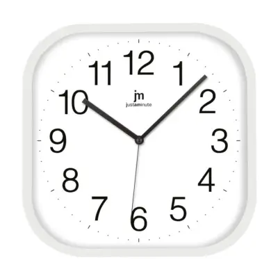 Stenska ura 30x30cm / 00893B / bela / kvadratna / PVC, steklo