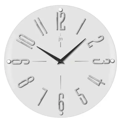 Stenska ura 40cm / 00974B / bela / MDF, steklo