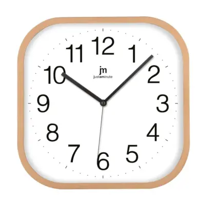 Stenska ura 30x30cm / 00893W / natur / kvadratna / PVC, steklo