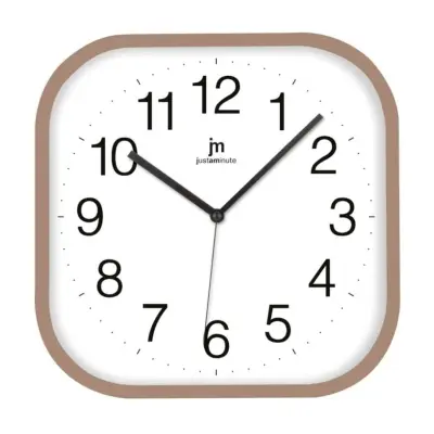Stenska ura 30x30cm / 00893M / rjava / kvadratna / PVC, steklo