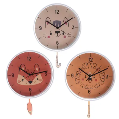 Stenska ura z nihalom Živali 28cm / več motivov / ABS