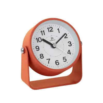 Budilka z lučko 8xh10,5cm / JA7116O / oranžna / kovina