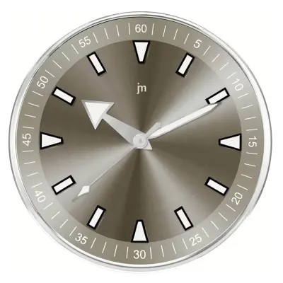 Stenska ura 40,6cm / 00973G / okrogla / siva / aluminij, steklo