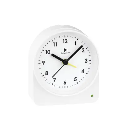 Budilka z lučko 9x4x10cm / JA7104B / bela / plastika