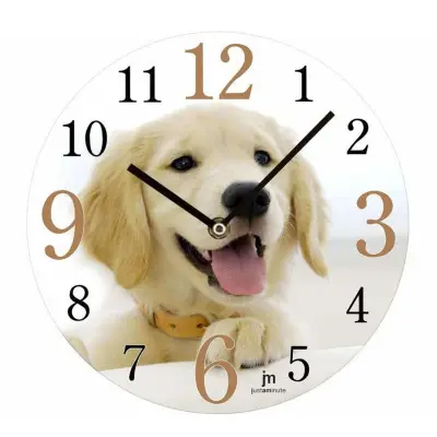 Stenska ura Kuža 33cm / okrogla / steklo