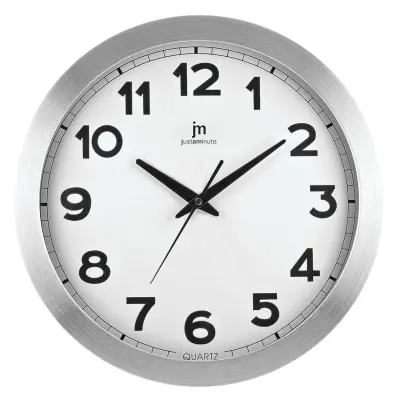 Stenska ura 40cm / 14930 / okrogla / srebrna / aluminij, steklo