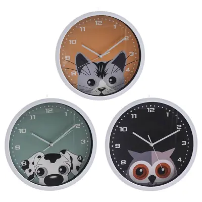 Stenska ura Živali 31cm / več motivov / ABS