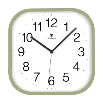 Stenska ura 30x30cm / 00893V / zelena / kvadratna / PVC, steklo