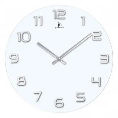 Stenska ura 38cm / 14897BS / okrogla / bela - srebna / steklo