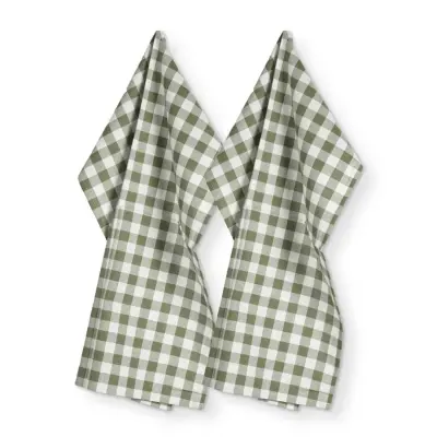 Set kuhinjska krpa Gingham Tiseco 70x50cm / zelena / 2 kos / bombaž