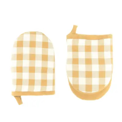 Set kuhinjska prijemalka Gingham Tiseco 13x19cm / rumena / 2 kos / bombaž, poliester