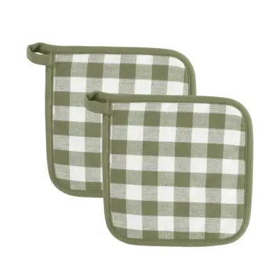 Set kuhinjska prijemalka Gingham Tiseco 20x20cm / zelena / 2 kos / bombaž, poliester