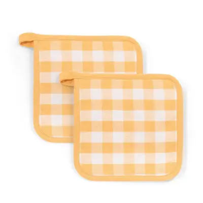 Set kuhinjska prijemalka Gingham Tiseco 20x20cm / rumena / 2 kos / bombaž, poliester