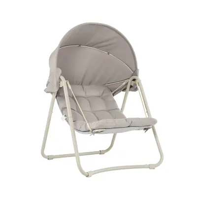 SoBuy Vrtni fotelj z vgrajeno kapuco Sivo 126x108x163cm Sodobno OGS62-MI