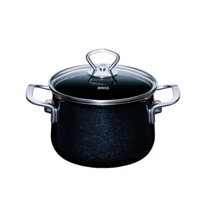 Lonec s pokrovom Black Magic 16cm / 2l / dva ročaja / emajl