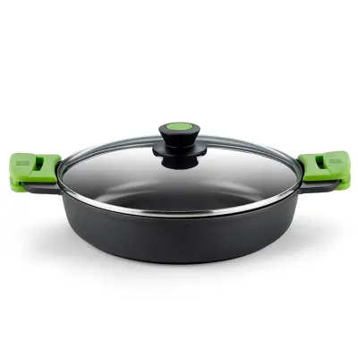 Nizka kozica s pokrovom in prijemalkami Prior 32cm / indukcija / aluminij, prevleka proti prijemanju