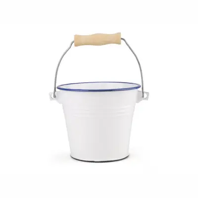 Vedro z ročajem Vintage 14cm / bela / emajl,les