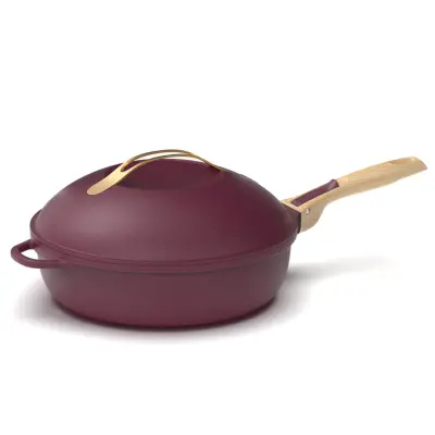 Ponev s pokrovom Fabuleuse 8v1 / 28cm / vinsko rdeča / aluminij