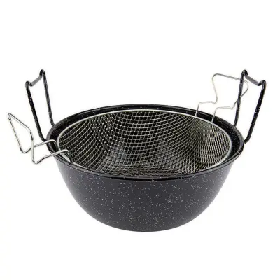 Kozica za cvrenje emajl 36cm + košara / indukcija / inox