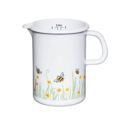 Merilni lonček s kljunom Bee 10cm / 1L / emajl