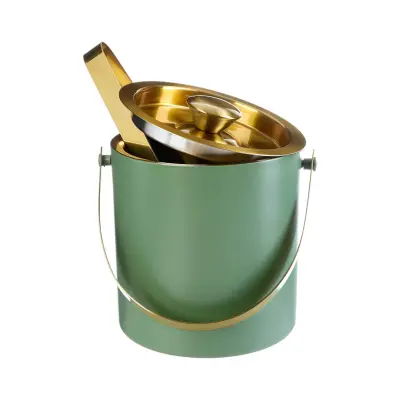 Posoda za led/pokrov Wine Xmas + prijemalka / zelena / inox