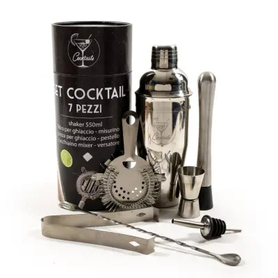 Set mešalnik za koktajl - cocktail Shaker 750 ml s pripomočki / 7 kos / inox