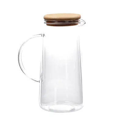 Vrč s pokrovom 1,1L / 16xh21cm / borosilikatno steklo, les