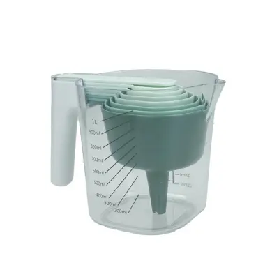 Merilni vrč z ročajem+6merilnih žličk+livček / 1L / pvc