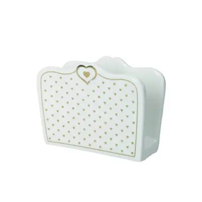 Podstavek za serviete Amore Mio 12,5x5,5x9cm / srčki / porcelan