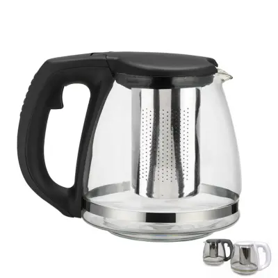 Čajnik za poparke 1,2l / več barv / steklo, inox, plastika