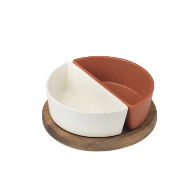 Set servirne skledice Stone 18xh6cm / 3 kos / keramika, les