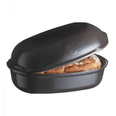Pekač za kruh s pokrovom Artisan / 36x24xh16cm / črna / keramika