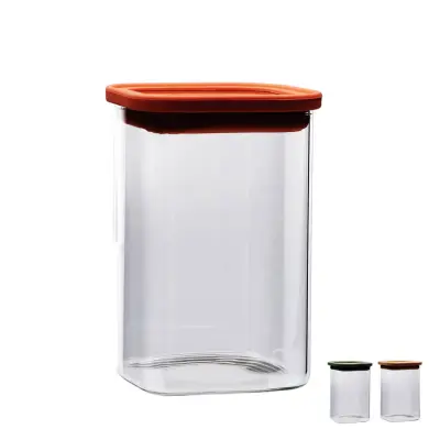 Doza Quadro 11x11xh16cm / borosilikatno steklo, silikon