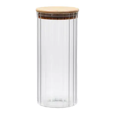 Doza z lesenim pokrovom CMYN 9xh21cm / steklo, les