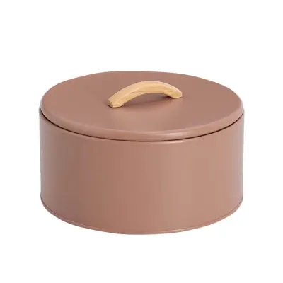 Doza Pantone 21,5xh14cm / okrogla / moka krem / kovina, les