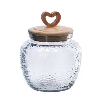 Doza z lesenim pokrovom CN16 14,5xh18cm / steklo, les