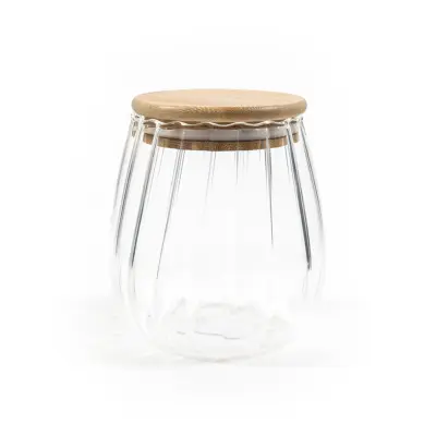 Doza z lesenim pokrovom Bambu 650ml / steklo, les