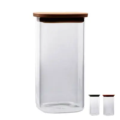 Doza Quadro 11x11xh21cm / borosilikatno steklo, silikon