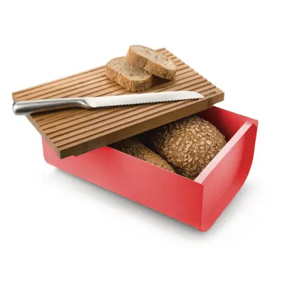 Posoda za kruh Mattina 34x21xh14 / rdeča / kovina, les