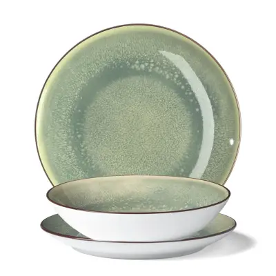 18-delni set krožnikov Rainbow / zelen / porcelan