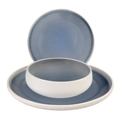 12-delni set krožnikov Stones / moder / keramika