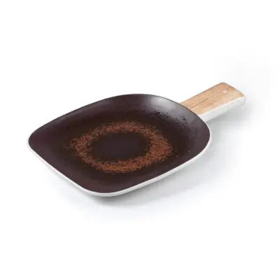 Krožnik z ročajem Estia Rust 25x17cm / rjav / porcelan