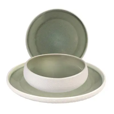 12-delni set krožnikov Stones / zelen / keramika