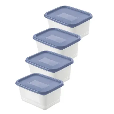 Set posod za shranjevanje Domino 0,75l / 4 kos / modra / pvc