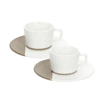 Skodelica za črno kavo s podstavkom Rice 90ml / 2 kos / bež / porcelan