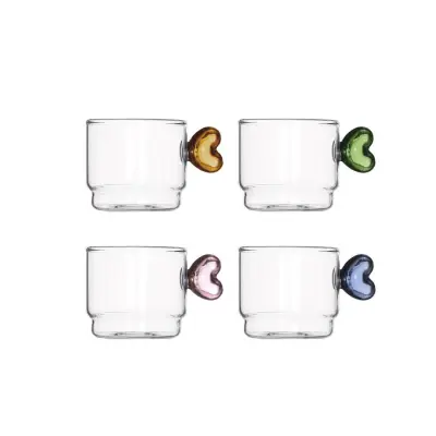 Set skodelica za črno kavo Rainbow 90ml / 4 kos / steklo
